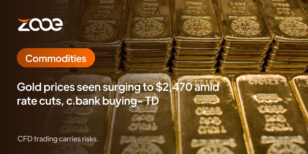 Gold prices seen surging to $2,470 amid rate cuts, c.bank buying- TD