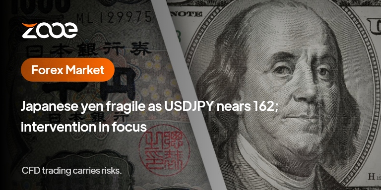 Japanese yen fragile as USDJPY nears 162; intervention in focus