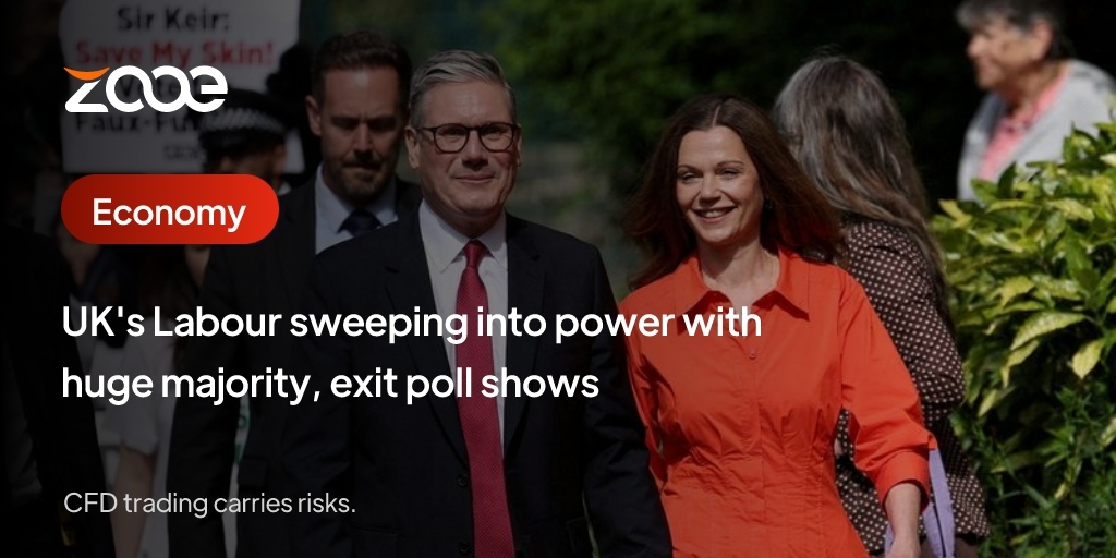 UK’s Labour sweeping into power with huge majority, exit poll shows